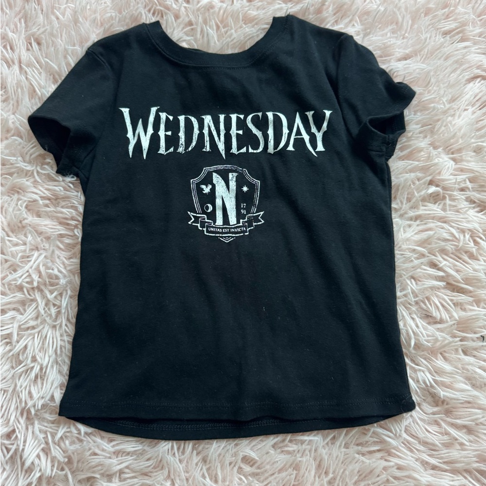 Black Kids Shirt with 'Wednesday' Print
